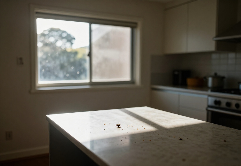 Cockroaches in a Milperra kitchen before treatment